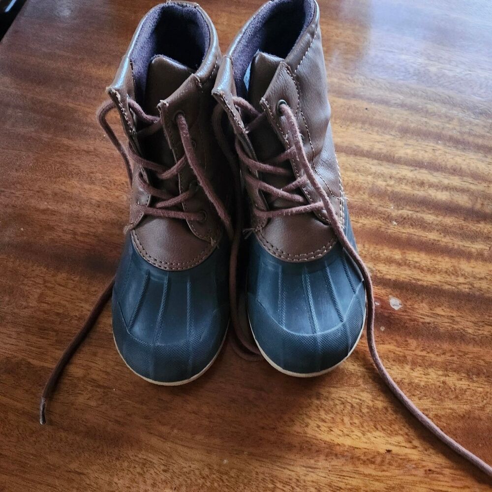 Sperry Duck Boots Toddler Youth Brown Navy US 13M Waterproof SCK261491